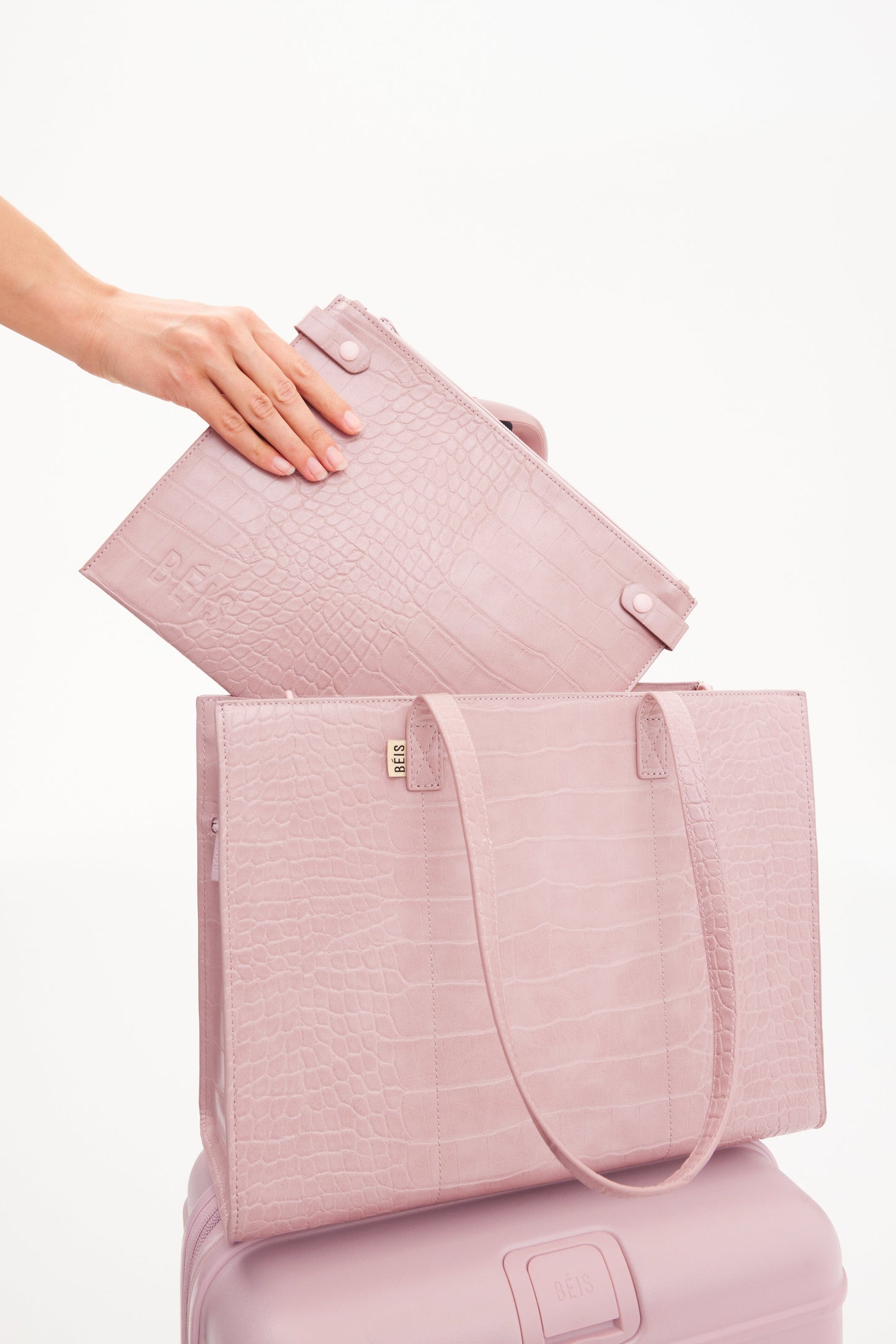 Resale The Large Work Tote in Atlas Pink Croc