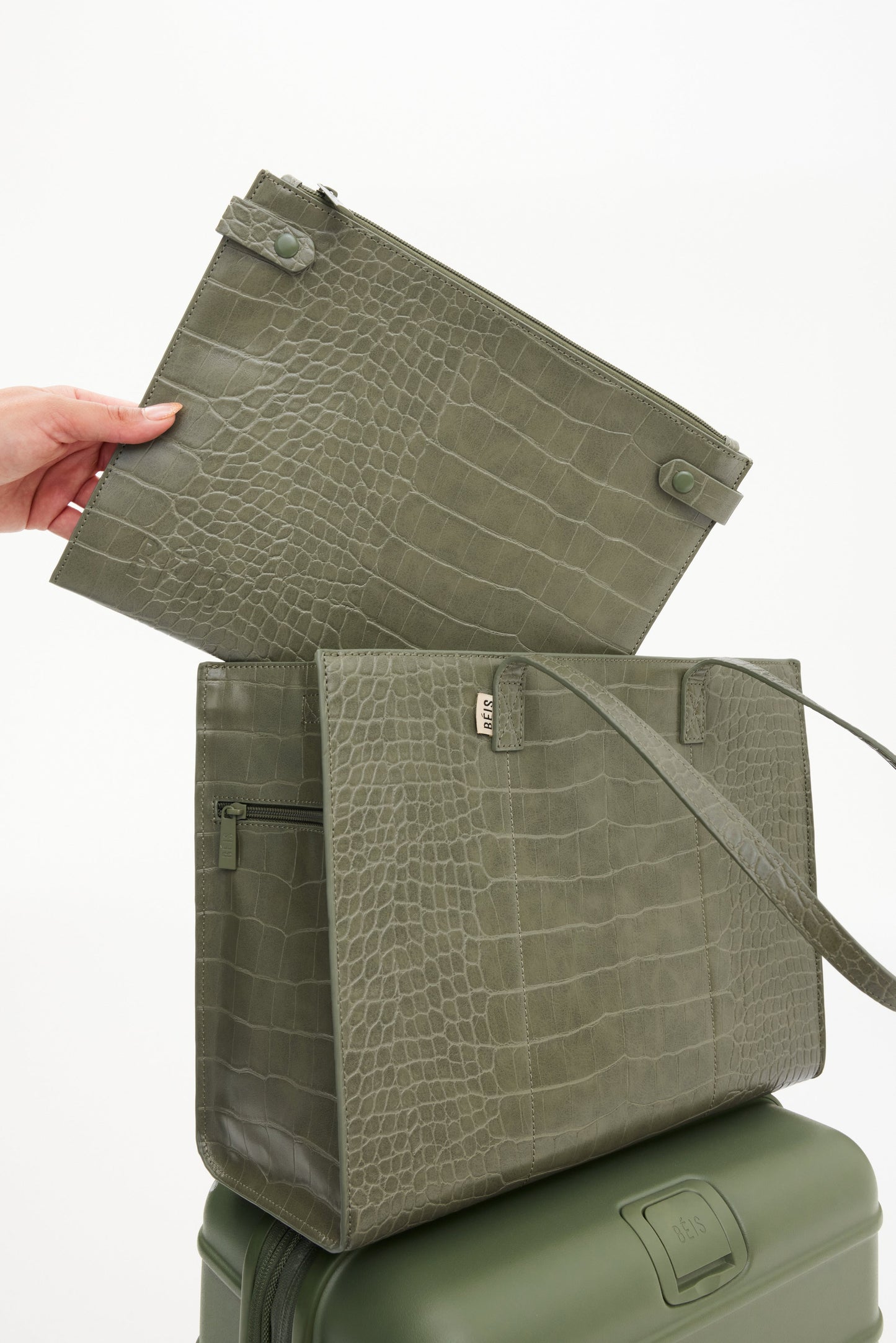 Resale The Work Tote in Olive Croc